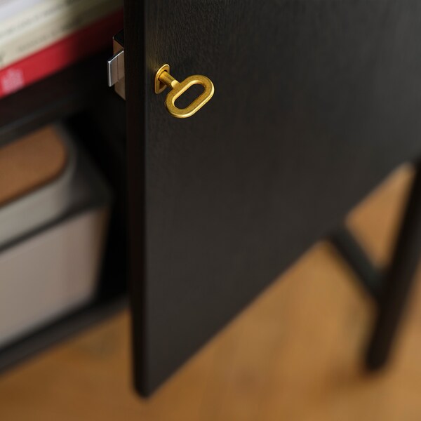STOCKHOLM 2025 cabinet with 2 doors, oak veneer/dark brown, 80x40x126 cm