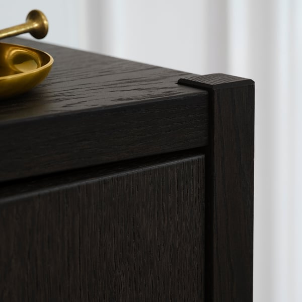 STOCKHOLM 2025 cabinet with 2 doors, oak veneer/dark brown, 80x40x126 cm