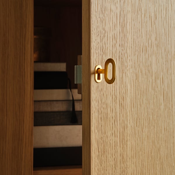STOCKHOLM 2025 cabinet with 2 doors, oak veneer, 80x40x126 cm