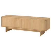 STOCKHOLM 2025 TV bench with sliding doors, oak veneer, 179x42x56 cm