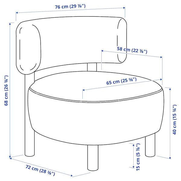 STOCKHOLM 2025 armchair, Djurmo grey/white, 76x68x72 cm