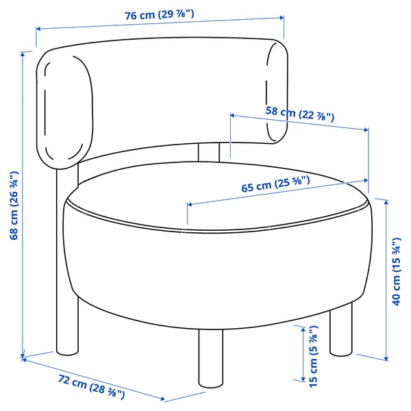 STOCKHOLM 2025 armchair, Djurmo grey/white, 76x68x72 cm