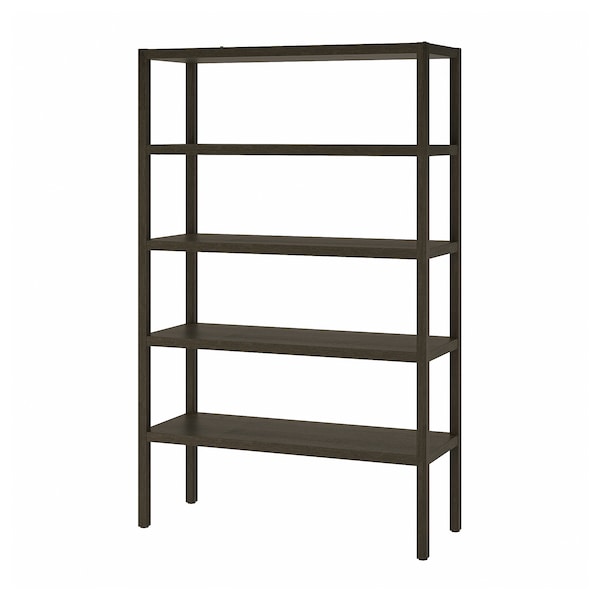 STOCKHOLM 2025 shelving unit, oak veneer/dark brown, 120x40x188 cm