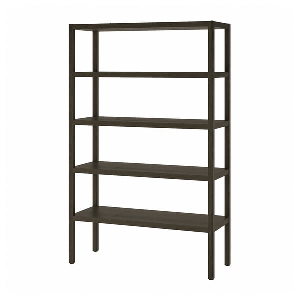 STOCKHOLM 2025 shelving unit, oak veneer/dark brown, 120x40x188 cm
