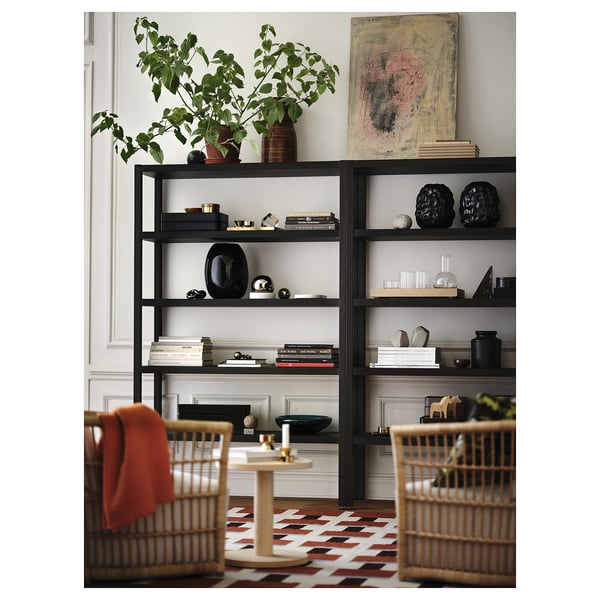 STOCKHOLM 2025 - Shelf, oak veneer/dark brown,120x40x188 cm