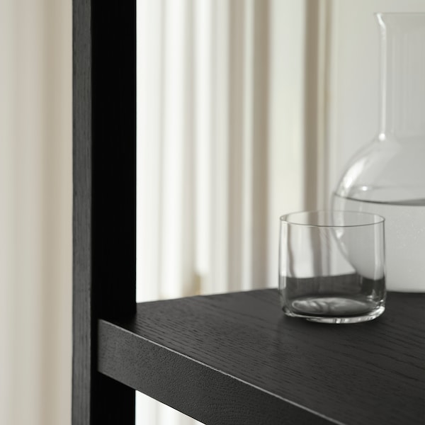 STOCKHOLM 2025 shelving unit, oak veneer/dark brown, 120x40x188 cm