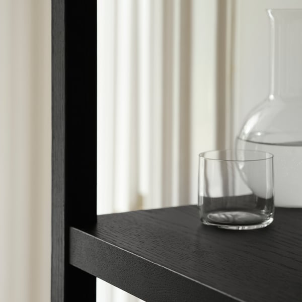 STOCKHOLM 2025 shelving unit, oak veneer/dark brown, 120x40x188 cm