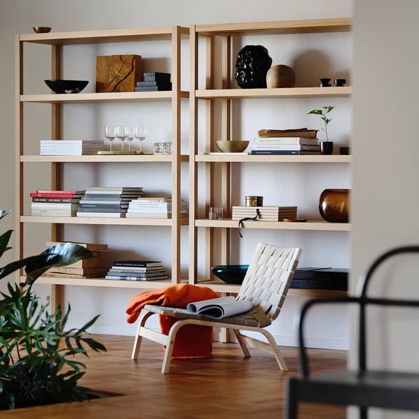 STOCKHOLM 2025 shelving unit, oak veneer, 120x40x188 cm