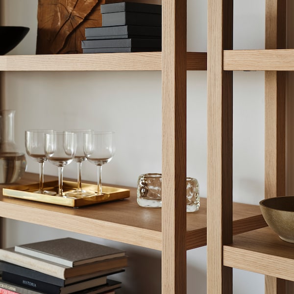 STOCKHOLM 2025 shelving unit, oak veneer, 120x40x188 cm