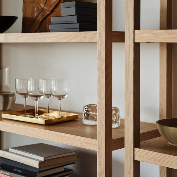 STOCKHOLM 2025 shelving unit, oak veneer, 120x40x188 cm