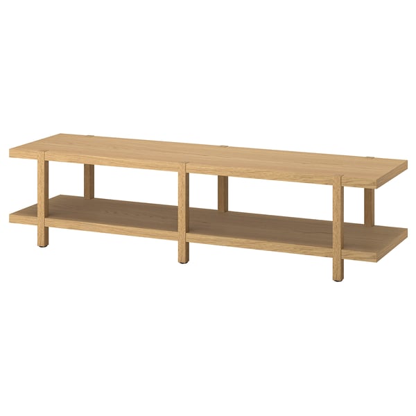 STOCKHOLM 2025 shelving unit/bench, oak veneer, 180x41x44 cm