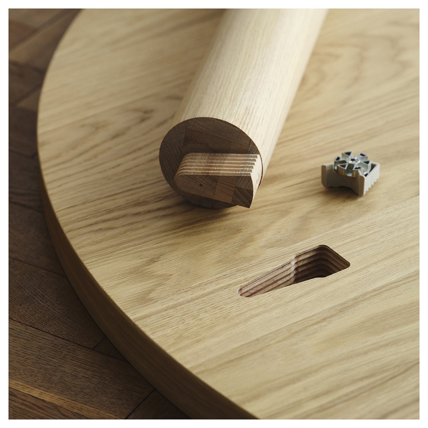 STOCKHOLM 2025 / SKANSNÄS table and 4 chairs, oak veneer/black beech, 115 cm