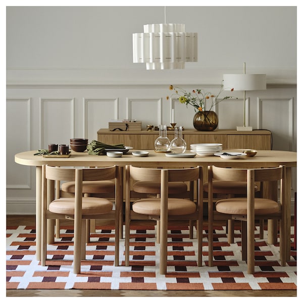 STOCKHOLM 2025 / STOCKHOLM 2025 table and 6 chairs, oak veneer/oak leather, 230x90 cm