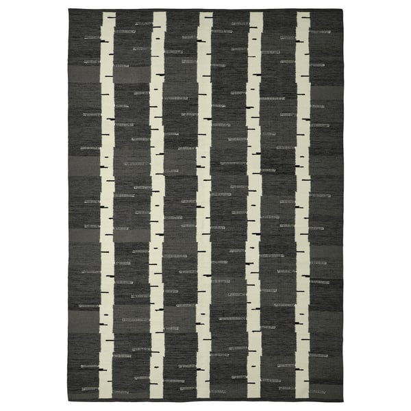 STOCKHOLM 2025 rug, flatwoven, grey/white/black handwoven, 170x240 cm