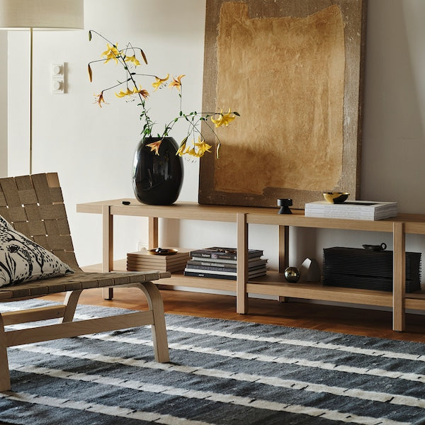 STOCKHOLM 2025 rug, flatwoven, grey/white/black handwoven, 170x240 cm