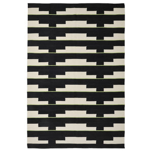 STOCKHOLM 2025 rug, flatwoven, black/white/light green handwoven, 170x240 cm