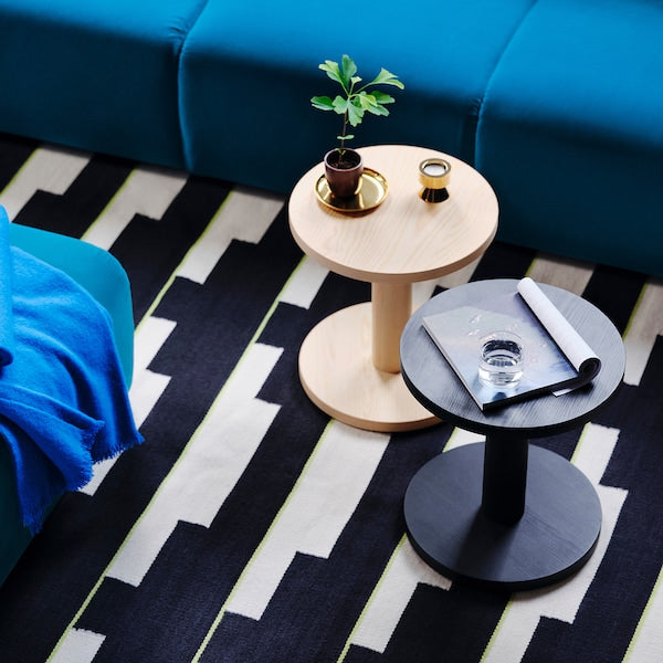 STOCKHOLM 2025 - Rug, flatwoven, black/white/light green handwoven, 240x350 cm