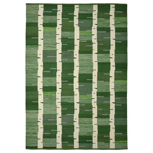 STOCKHOLM 2025 - Rug, flatwoven, green/white/black handwoven, 170x240 cm