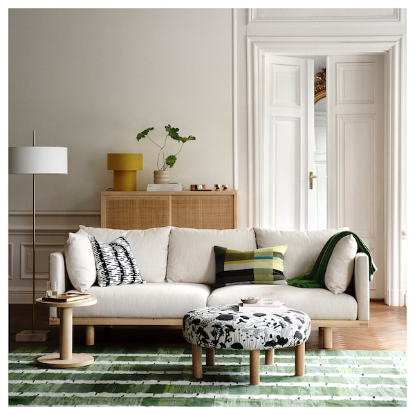 STOCKHOLM 2025 - Rug, flatwoven, green/white/black handwoven, 170x240 cm