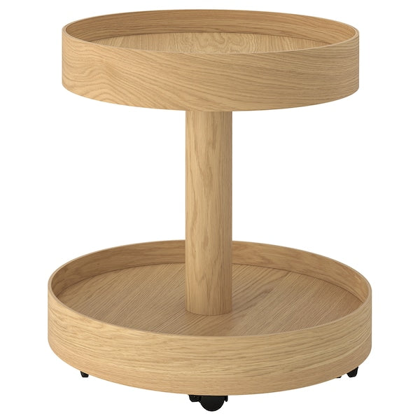 STOCKHOLM 2025 side table on castors, oak veneer, 50 cm