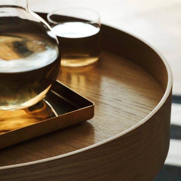 STOCKHOLM 2025 side table on castors, oak veneer, 50 cm