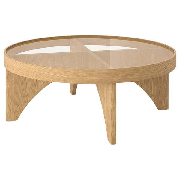 STOCKHOLM 2025 coffee table, oak veneer glass, 97 cm