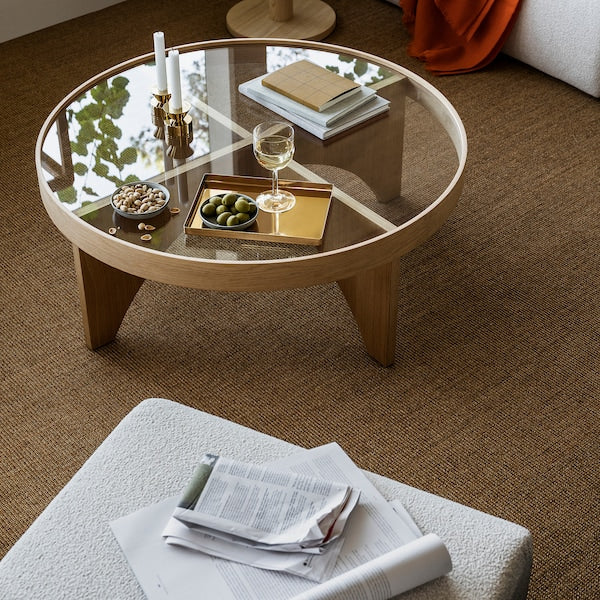 STOCKHOLM 2025 coffee table, oak veneer glass, 97 cm