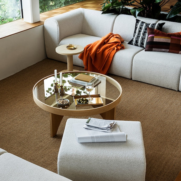STOCKHOLM 2025 coffee table, oak veneer glass, 97 cm