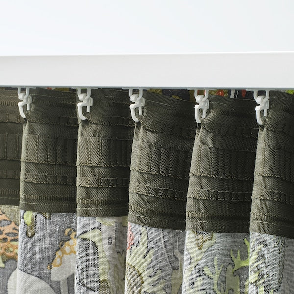 STOCKHOLM 2025 curtains, 1 pair, black multicolour/with heading tape, 145x300 cm