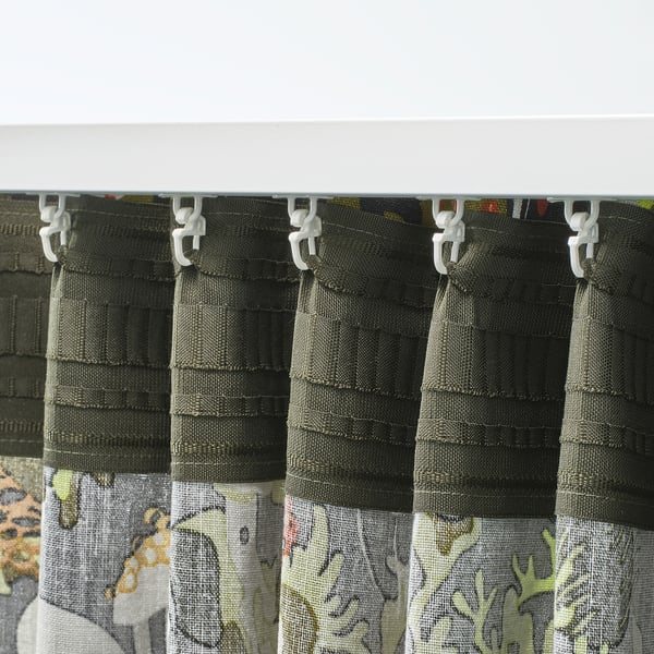 STOCKHOLM 2025 curtains, 1 pair, black multicolour/with heading tape, 145x300 cm
