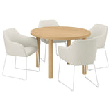 STOCKHOLM 2025 / TOSSBERG table and 4 chairs, oak veneer/white Gunnared beige, 115 cm