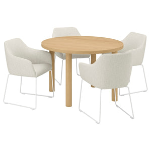 STOCKHOLM 2025 / TOSSBERG table and 4 chairs, oak veneer/white Gunnared beige, 115 cm