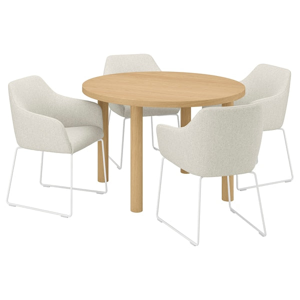 STOCKHOLM 2025 / TOSSBERG - Table and 4 chairs, oak veneer/white Gunnared beige,115 cm