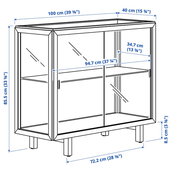 STOCKHOLM 2025 - STOCKHOLM 2025 Glass-door cabinet, oak veneer, 100x40x86 cm