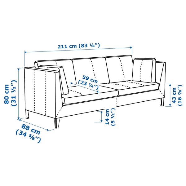STOCKHOLM three-seat sofa, Seglora natural, 211x80x88 cm