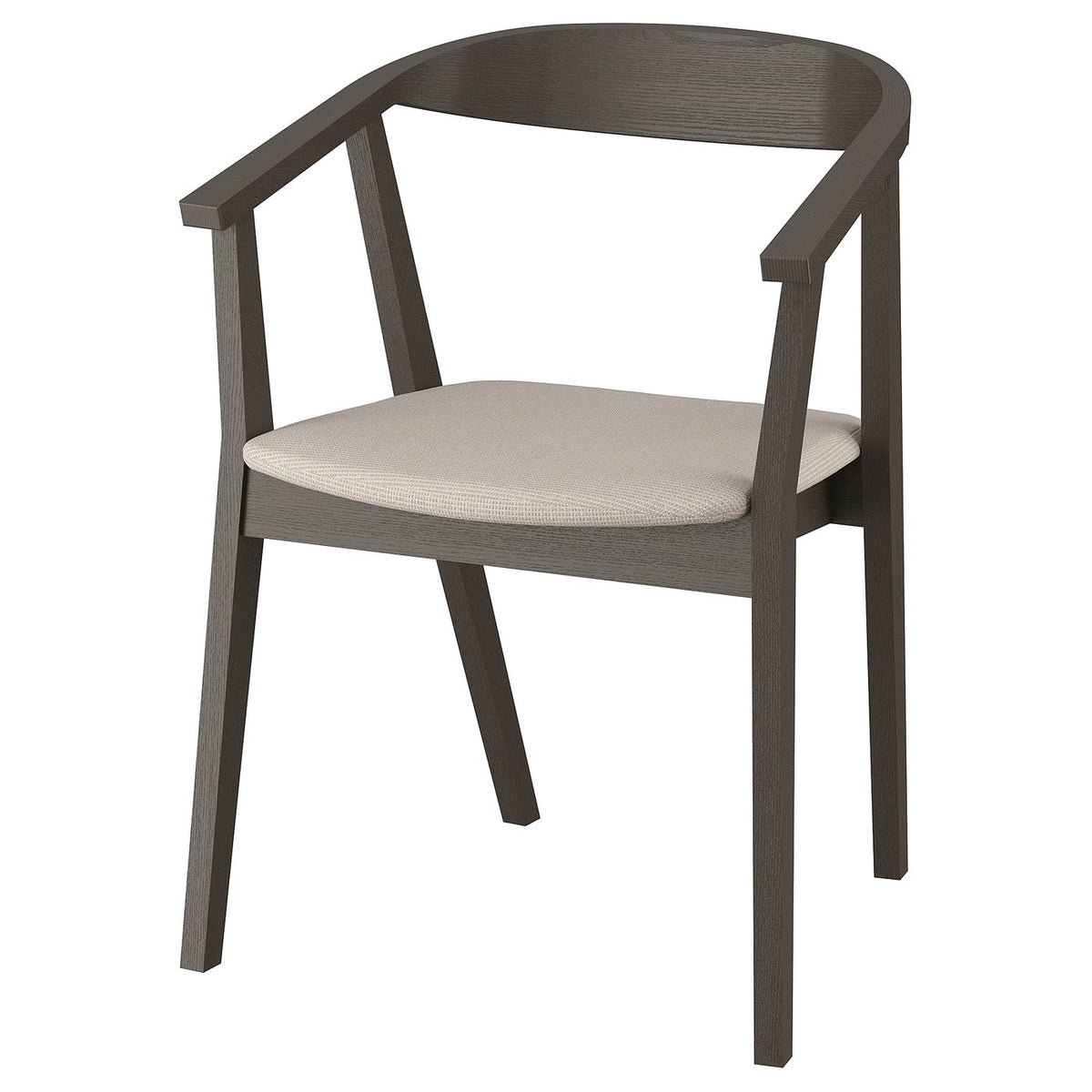 STOCKHOLM chair with armrests, dark brown ash veneer/Tresund beige, 58x76x50 cm