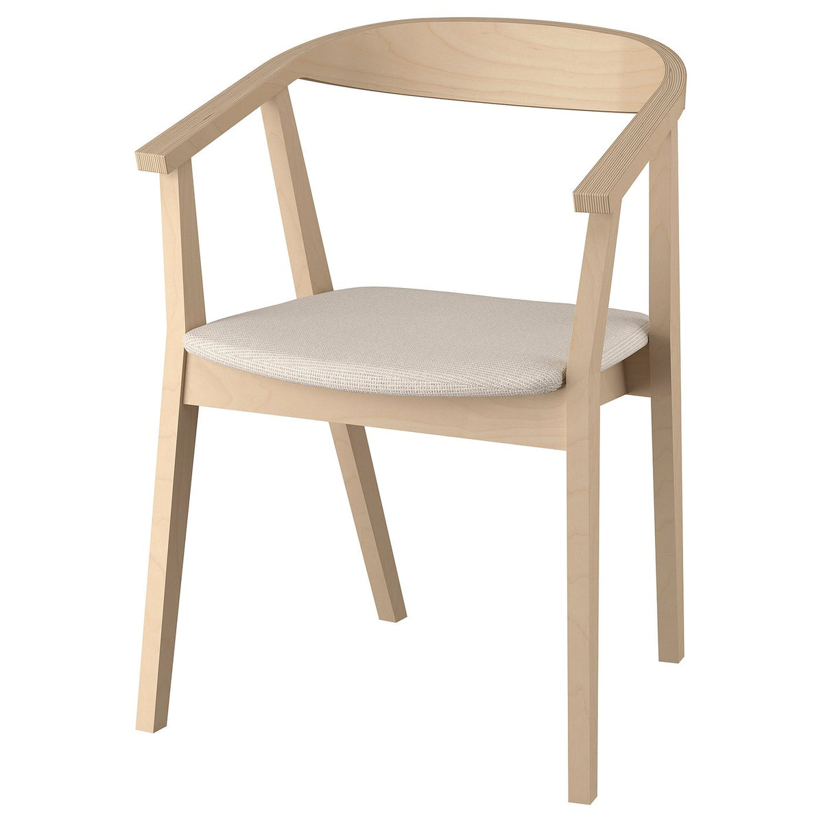 STOCKHOLM chair with armrests, tinted laquer birch veneer/Tresund beige, 58x76x50 cm