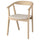 STOCKHOLM chair with armrests, tinted laquer birch veneer/Tresund beige, 58x76x50 cm