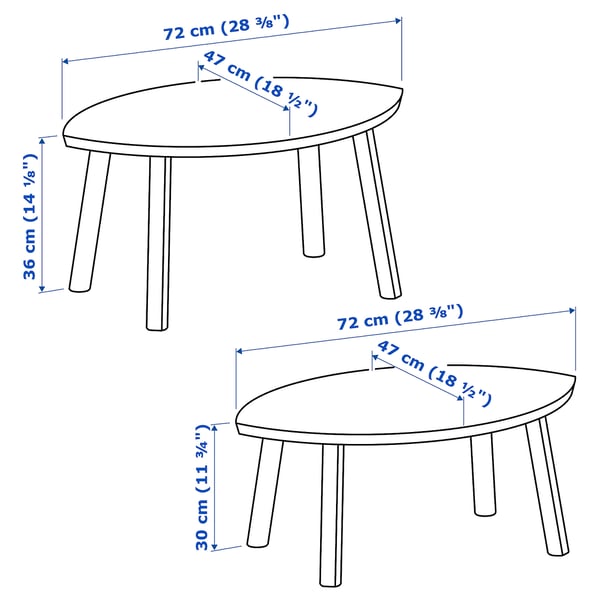 STOCKHOLM nest of tables, set of 2, walnut veneer, 72x47 cm