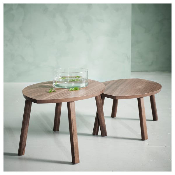 STOCKHOLM - STOCKHOLM Nest of tables, set of 2, walnut veneer