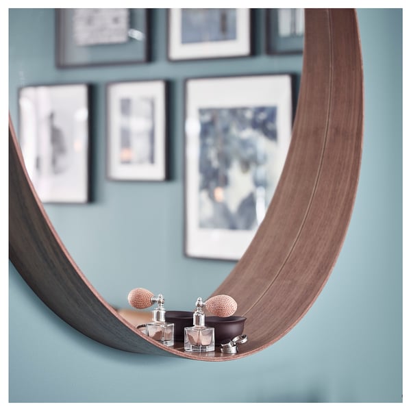 STOCKHOLM mirror, walnut veneer, 60 cm