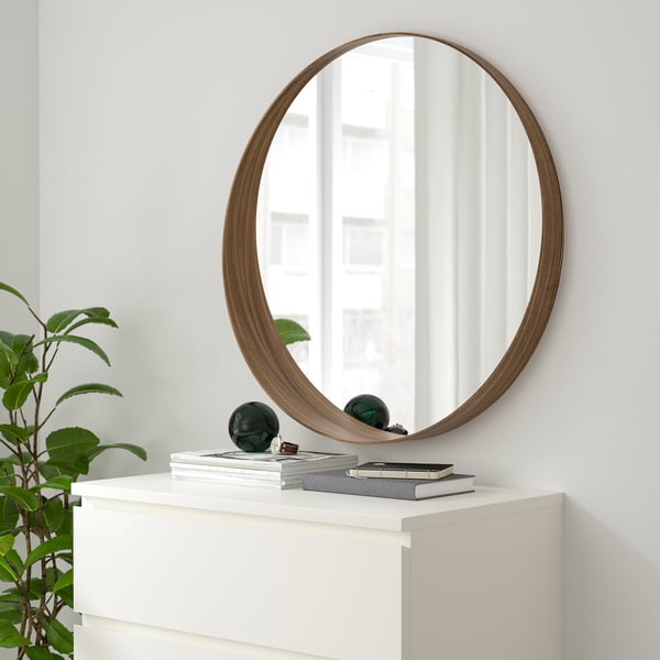 STOCKHOLM mirror, walnut veneer, 80 cm
