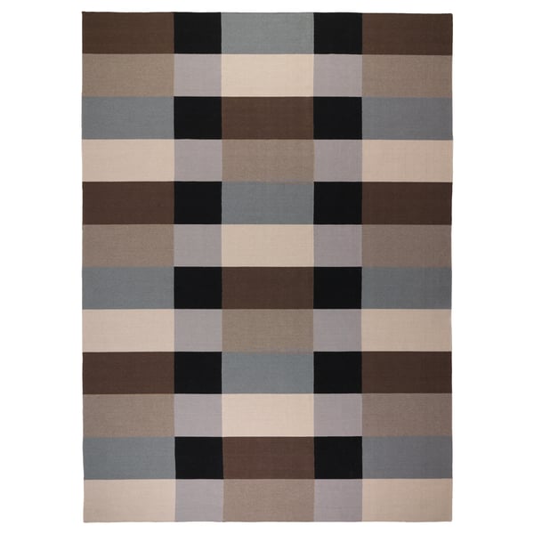 STOCKHOLM rug, flatwoven, handmade/chequered brown, 250x350 cm