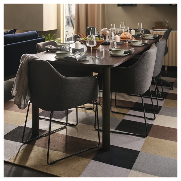 STOCKHOLM rug, flatwoven, handmade/chequered brown, 250x350 cm