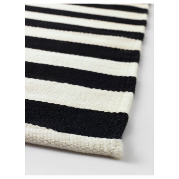 STOCKHOLM rug, flatwoven, handmade/striped black/off-white, 170x240 cm