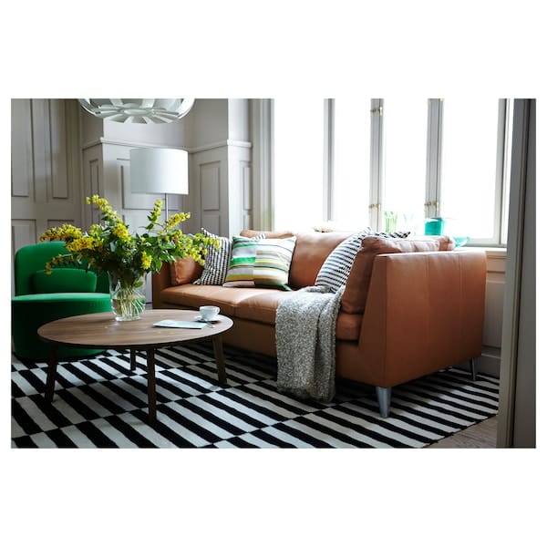 Ikea STOCKHOLM - Rug, flatwoven, handmade/striped black/off-white, 250x350 cm