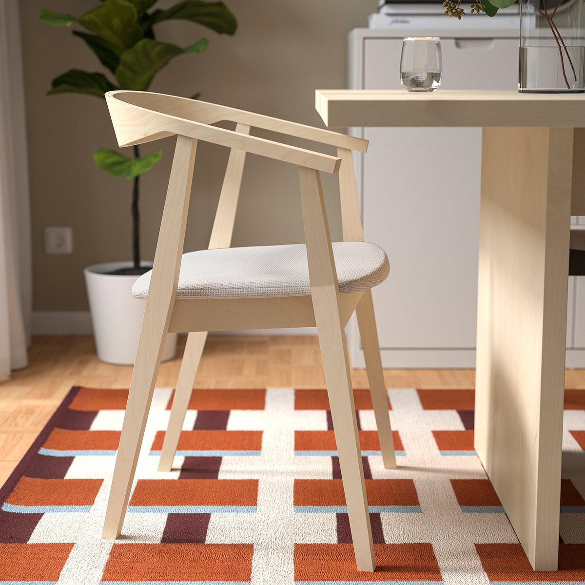 STOCKHOLM table and 6 chairs, oak veneer/birch veneer Tresund, 230x90 cm