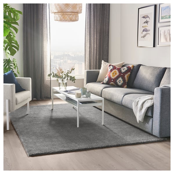 STOENSE rug, low pile, medium grey, 170x240 cm