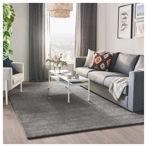 STOENSE rug, low pile, medium grey, 200x300 cm