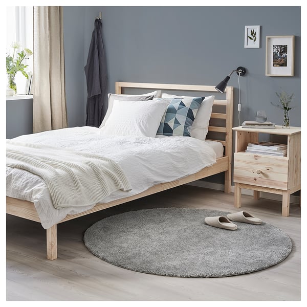 STOENSE rug, low pile, medium grey, 130 cm
